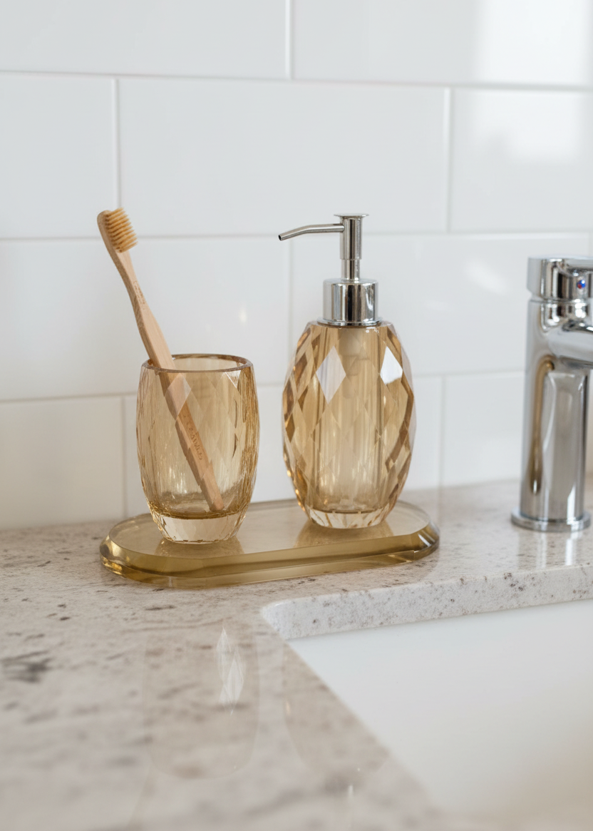 Sundrop Crystal Bathroom Set - Amber (Set of 3)