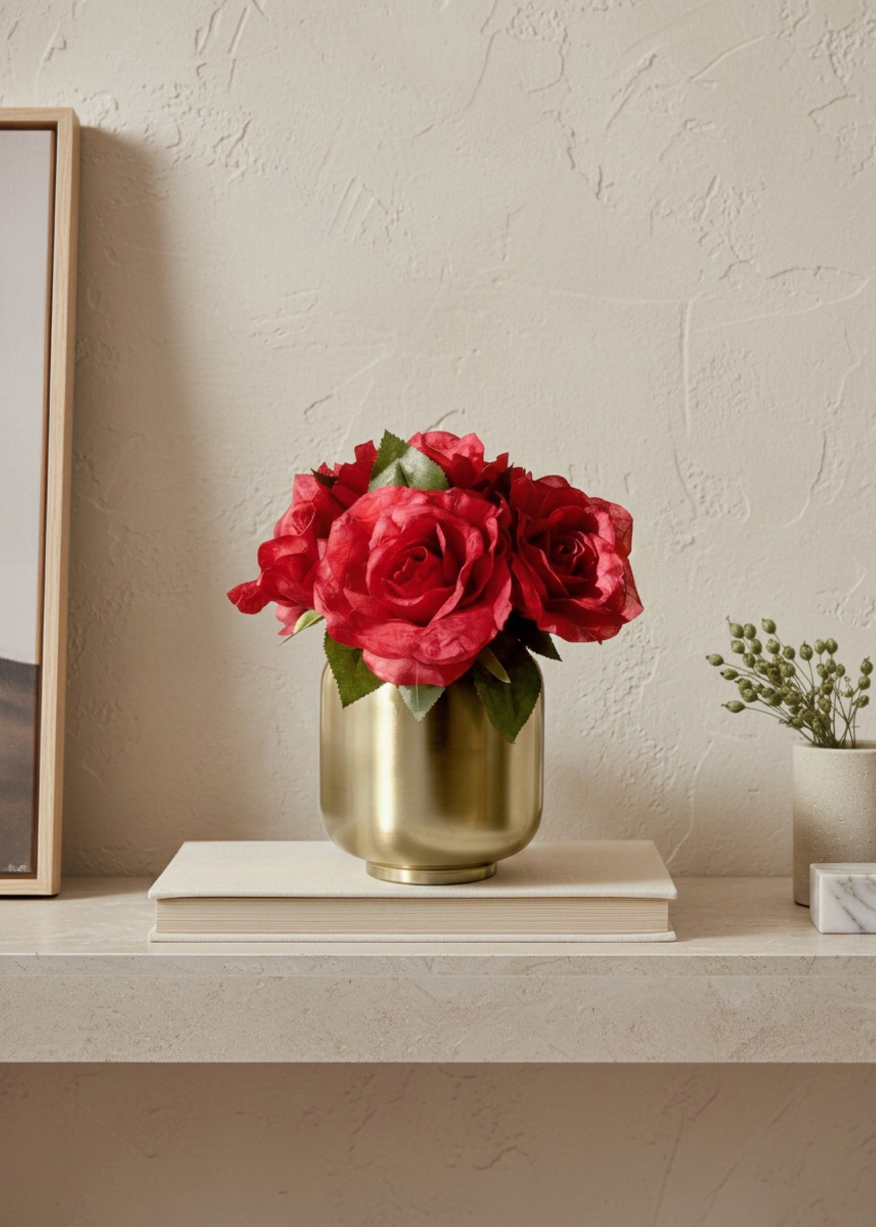 Artificial Peony Flower - Red (Set of 2)
