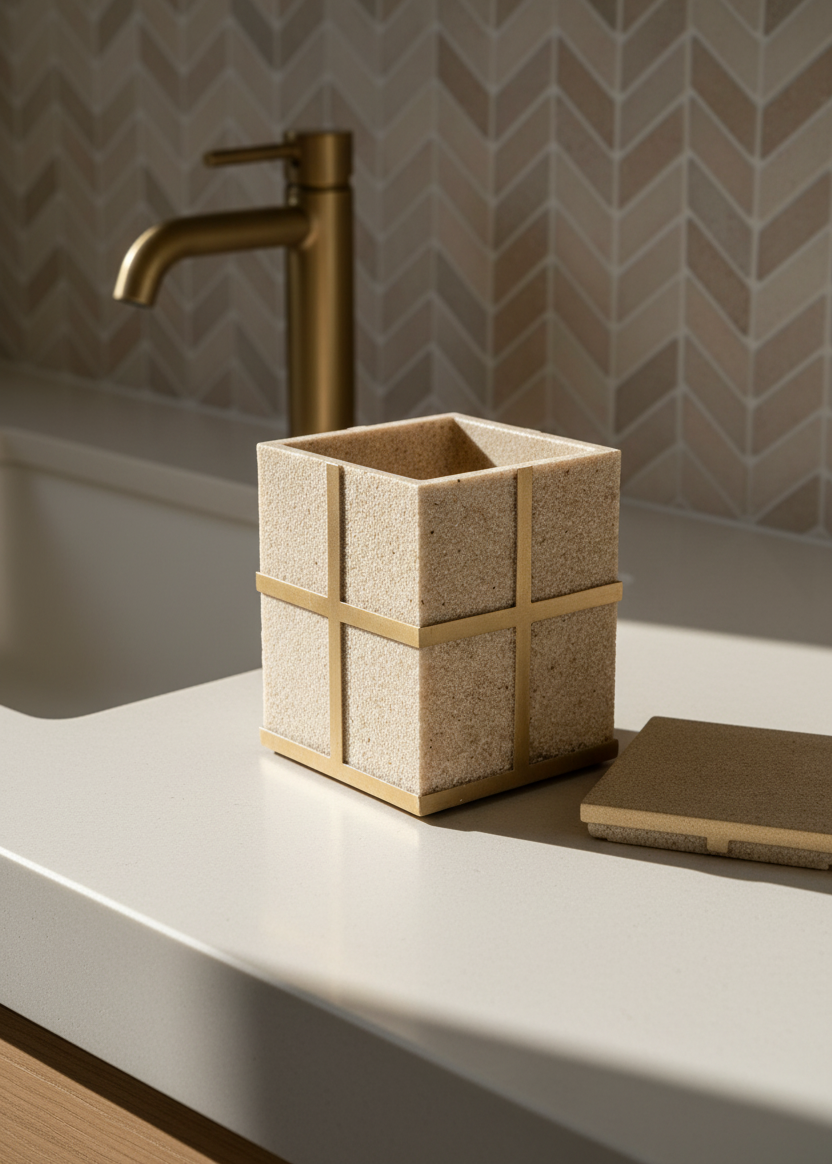 Axia Bathroom Jar - Beige