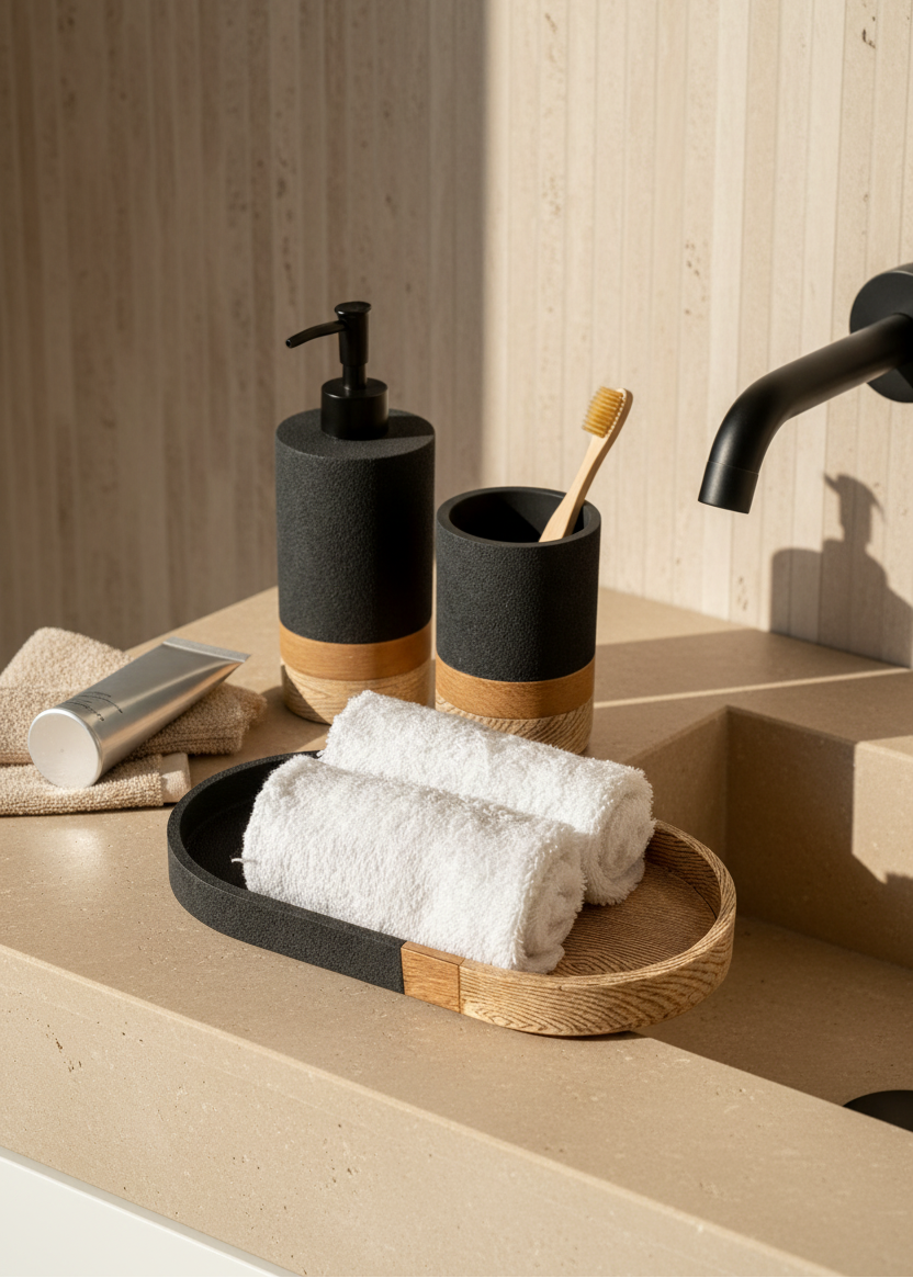 Aurum Dune Bathroom Set - Set of 3 (Black)