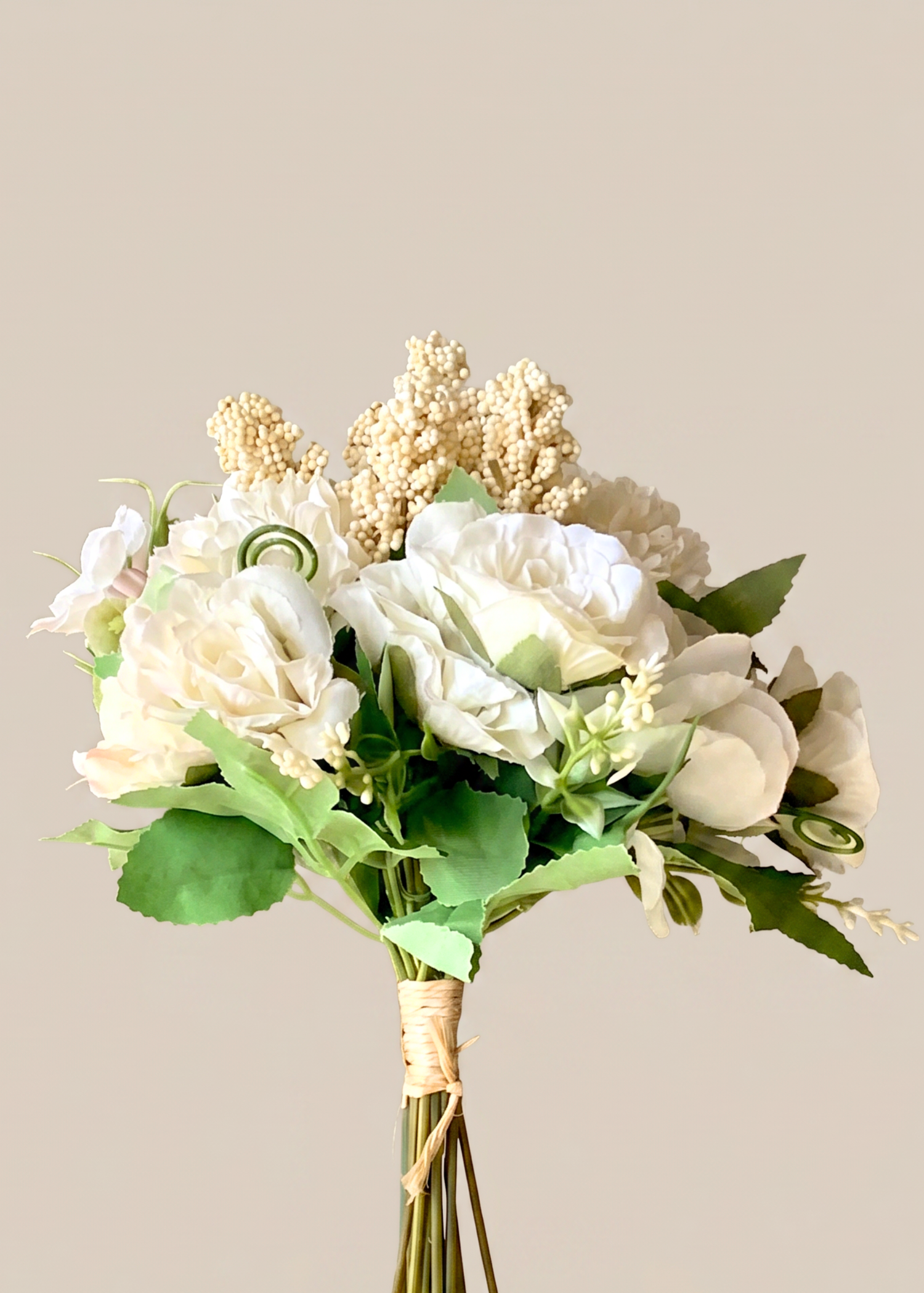 Artificial Chrysanths Bunch - White