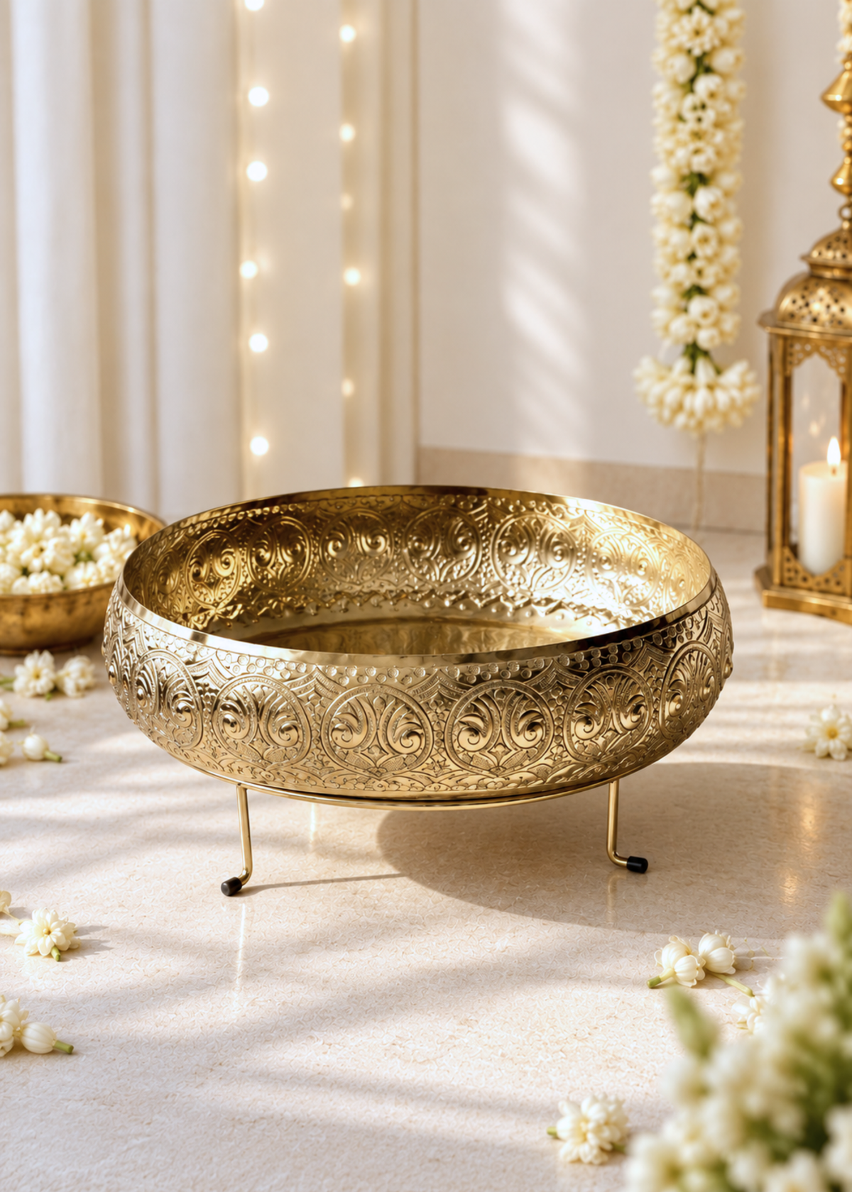 Naksh Gold Oval Urli - Large
