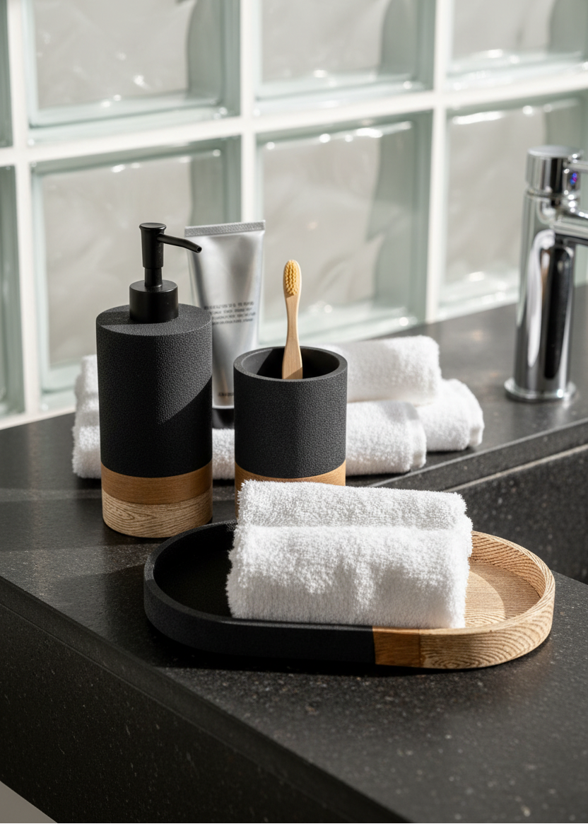 Aurum Dune Bathroom Set - Set of 3 (Black)