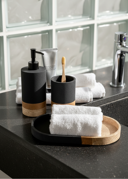 Aurum Dune Bathroom Set - Set of 3 (Black)