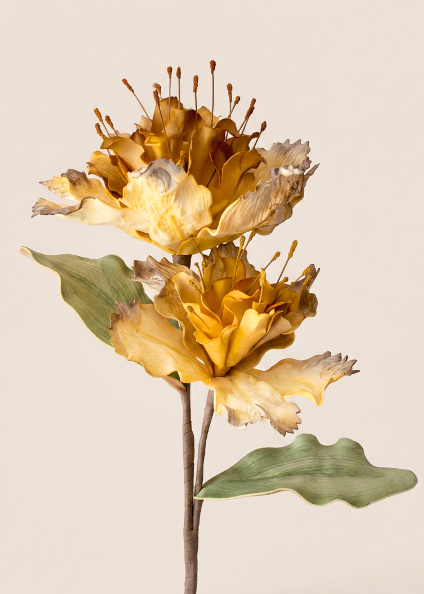 Artificial Rose Bay Flower Stem - Amber Ombre (One Stem)