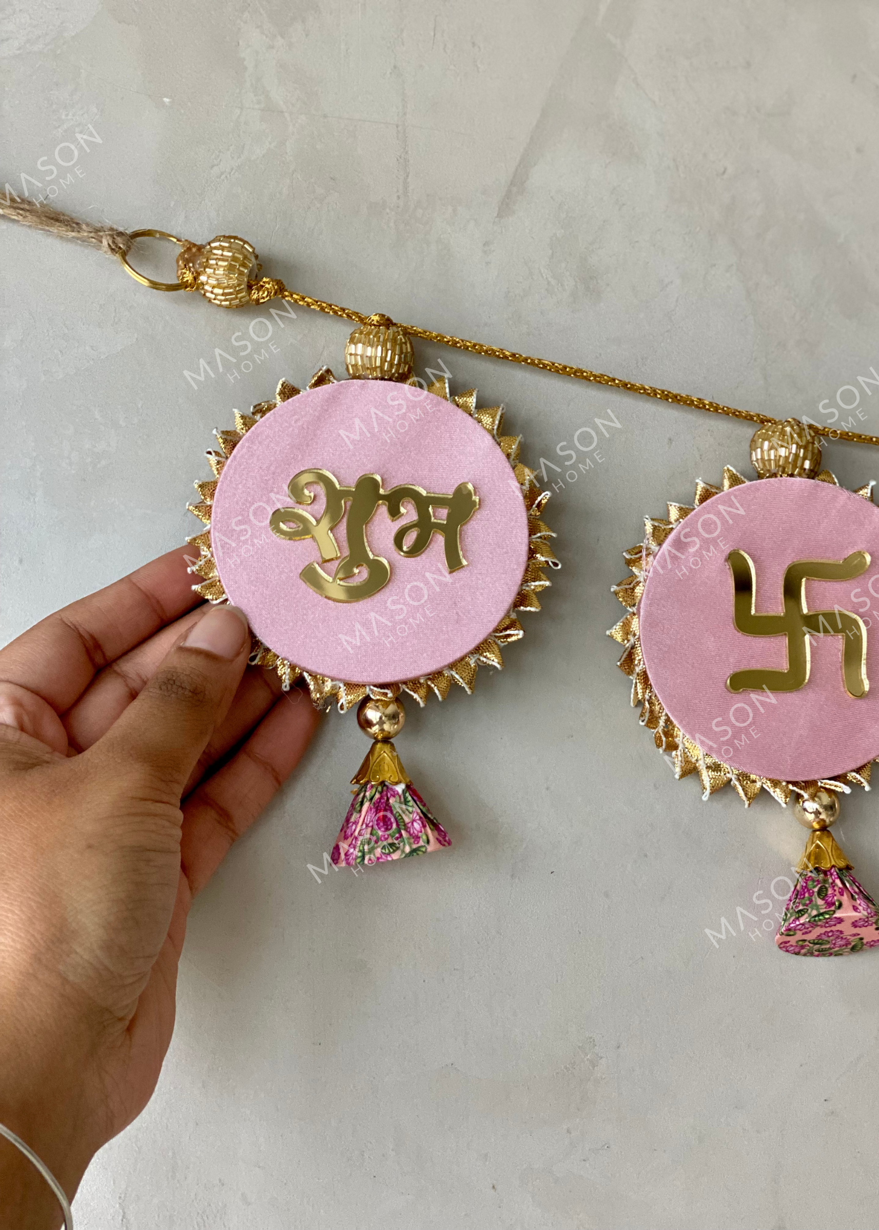 Festive Shubh Rang Reversible Toran - Pink &amp; Blue