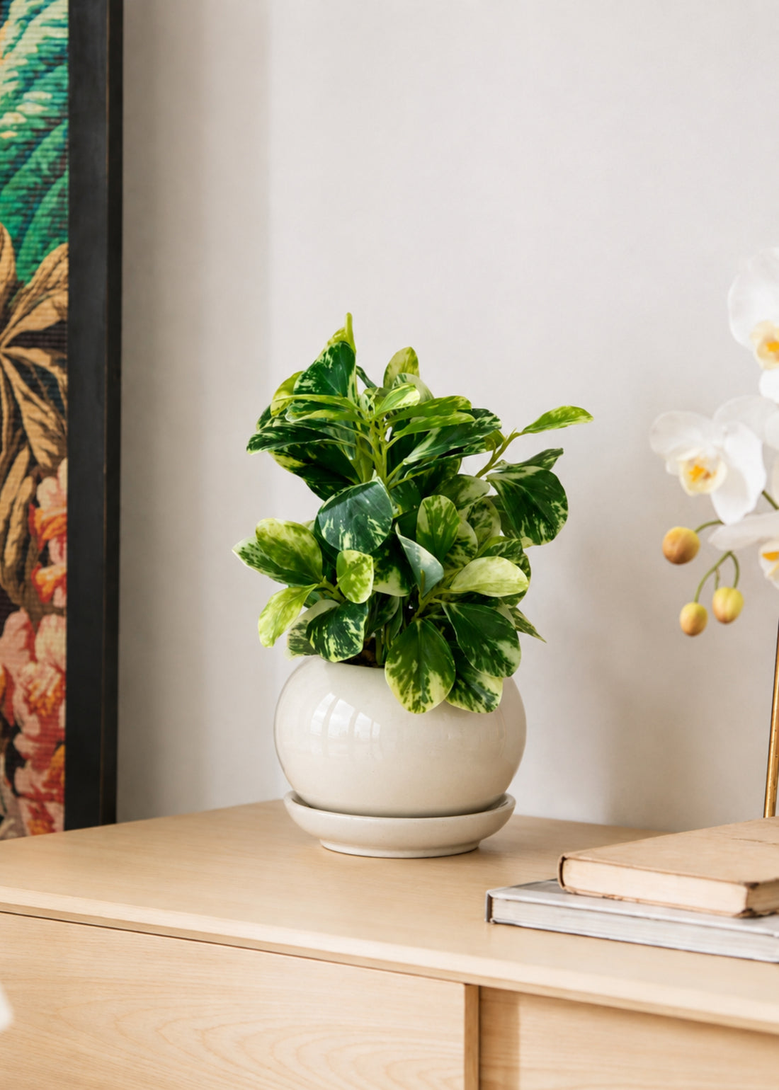 Artificial Variegated Croton Tabletop Plant