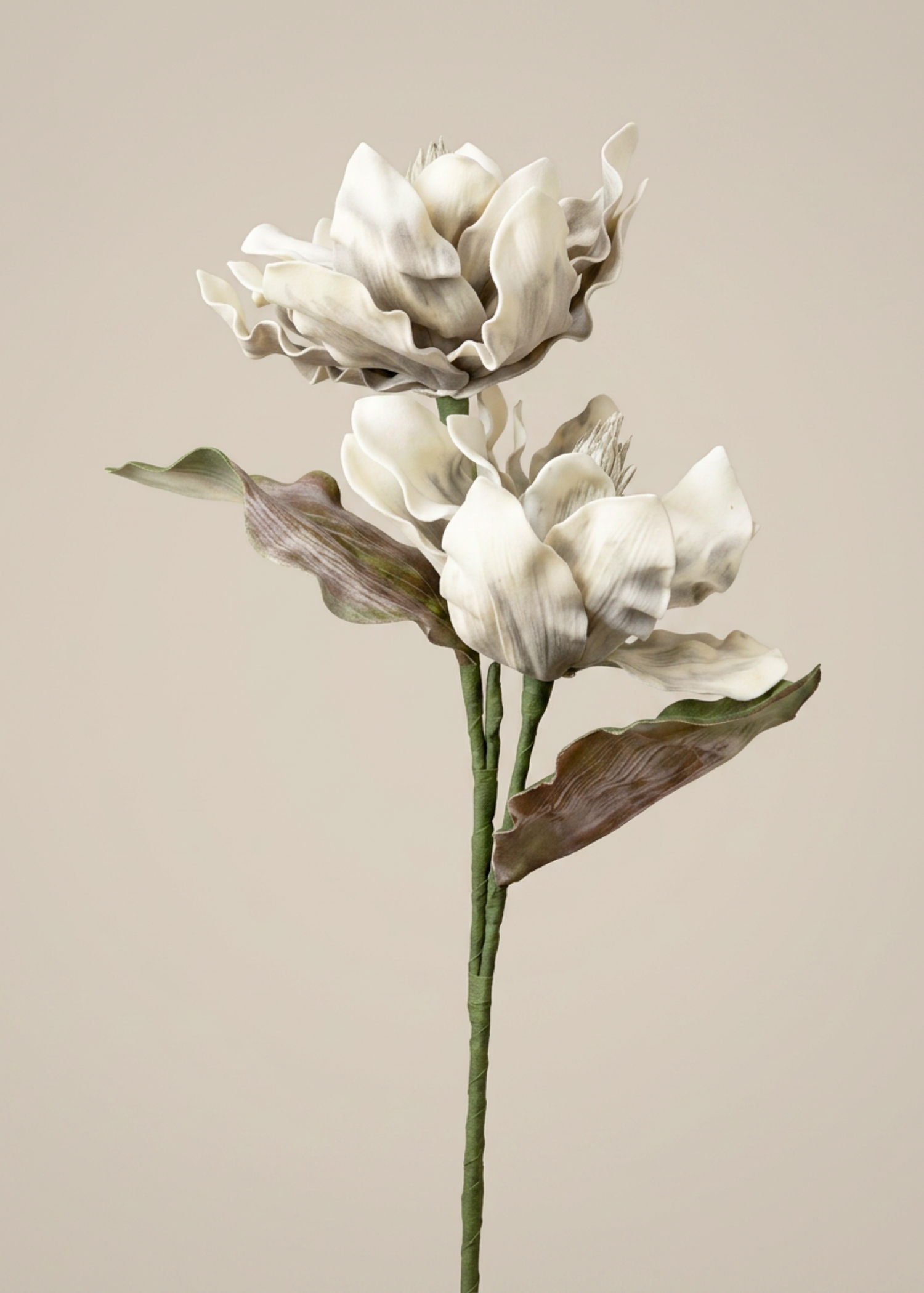 Artificial Dahlia Flower Stem  -  Grey Ombre (One Stem)
