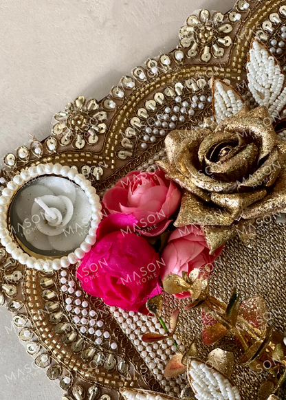 Festive Rose Grace I Artificial Rangoli