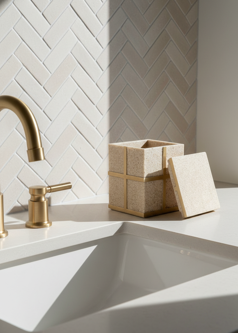 Axia Bathroom Jar - Beige