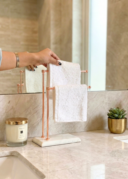 Melrose Hand Towel Stand - White &amp; Rose Gold