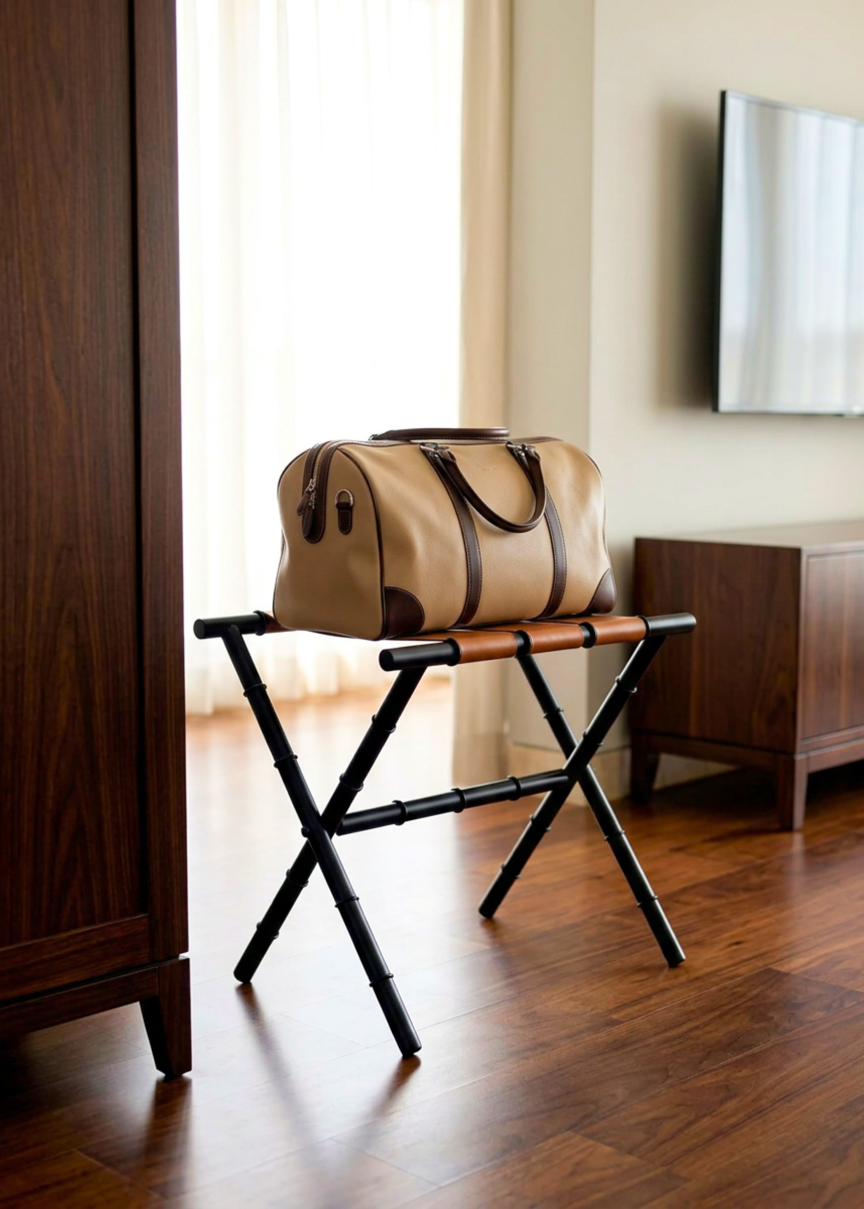 Naples Tan Foldable Luggage Rack