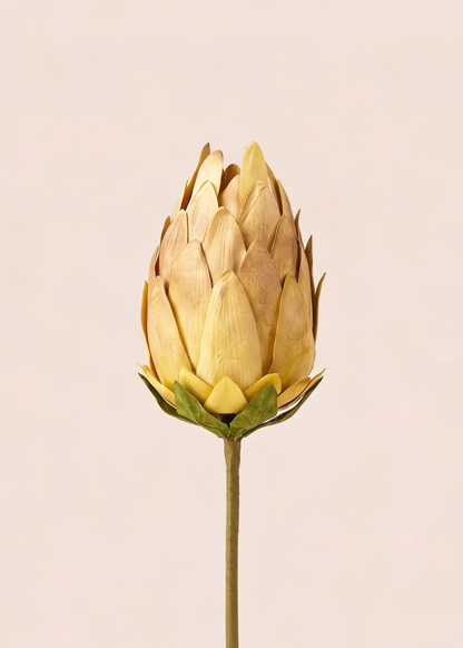 Artificial Protea Flower Stem  -  Yellow (One Stem)