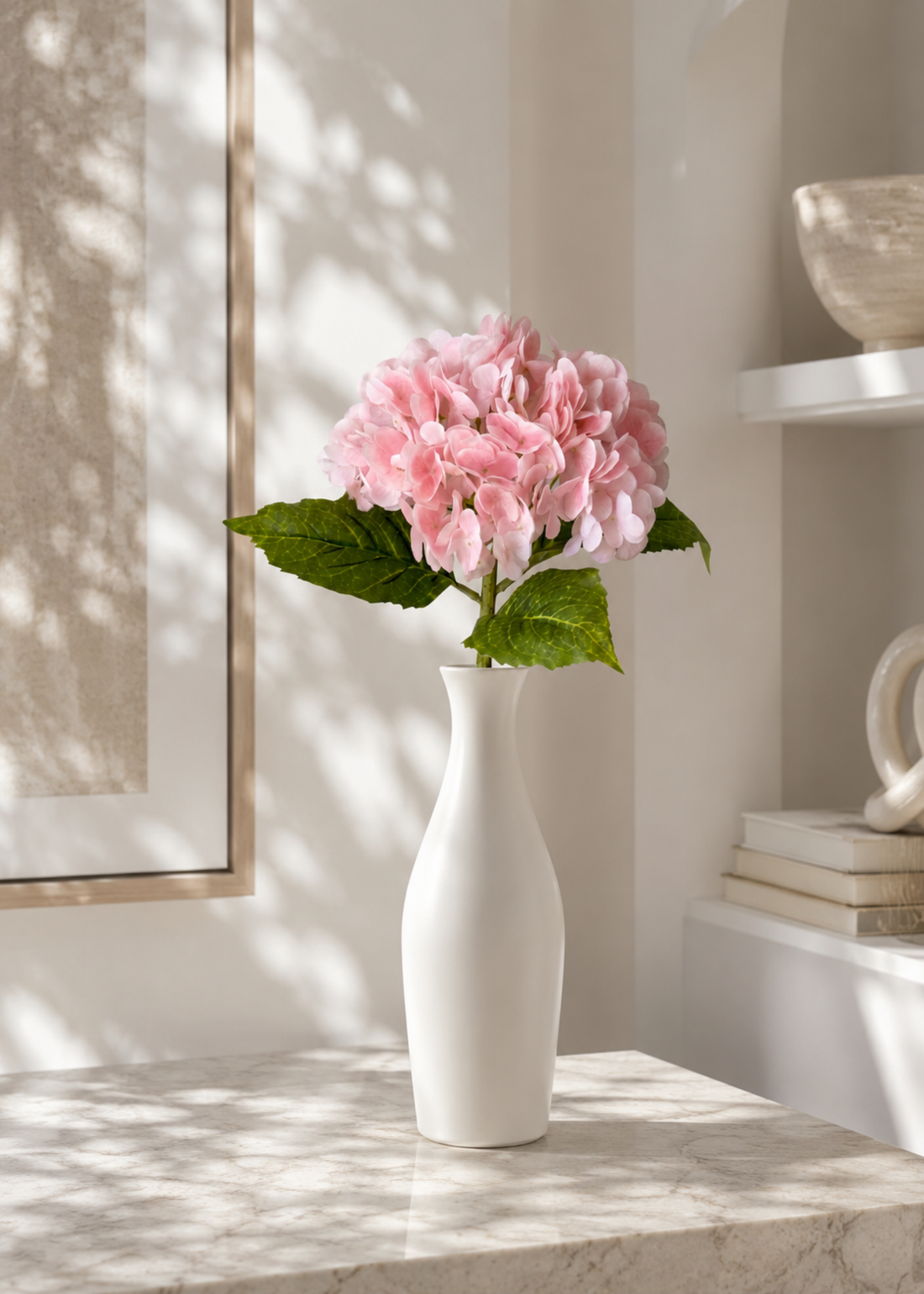 Artificial Hydrangea Flower Stem – Blush Pink