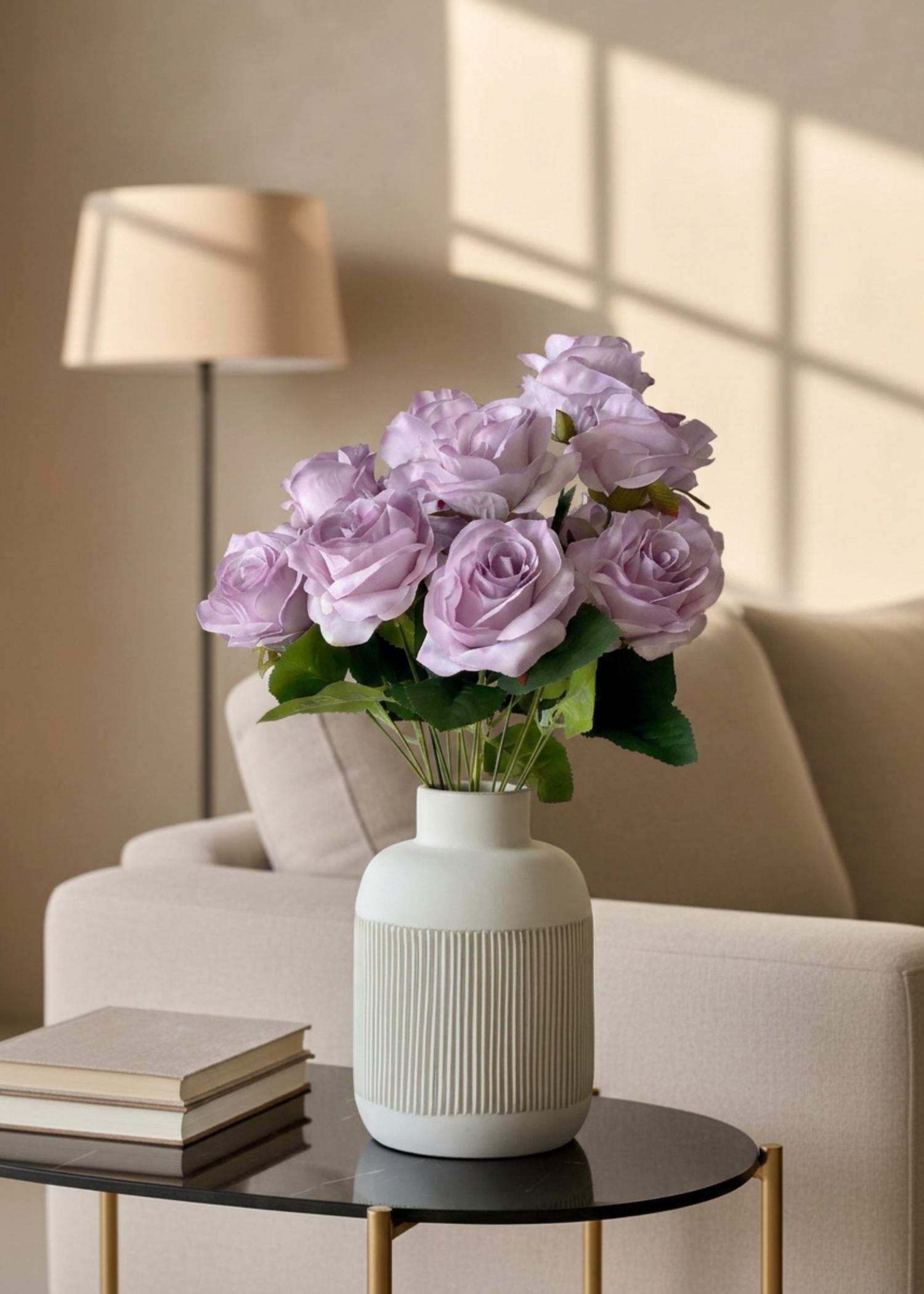 Artificial Lavender Rose Bunch