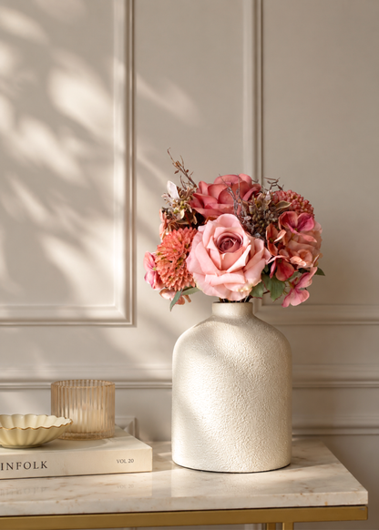 Artificial Blush Rose Bunch