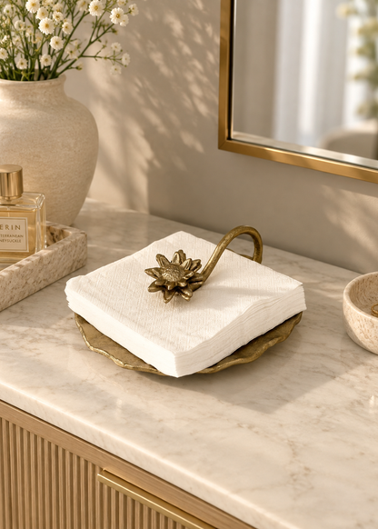 Lotus Bloom Gold Tissue Holder