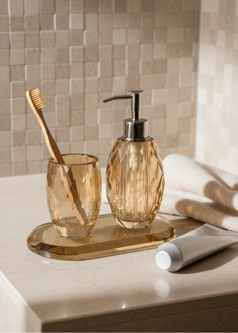 Sundrop Crystal Bathroom Set - Amber (Set of 3)