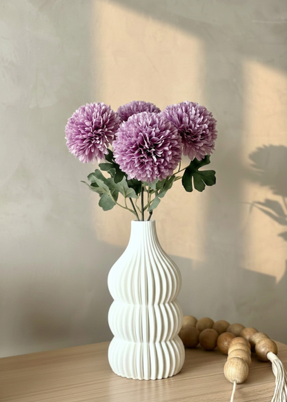 Artificial Pom Pom Flower - Lavender (Set of 4)