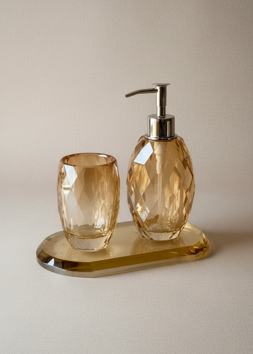 Sundrop Crystal Bathroom Set - Amber (Set of 3)