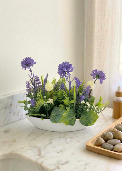 Artificial Bloom Succulent Bowl