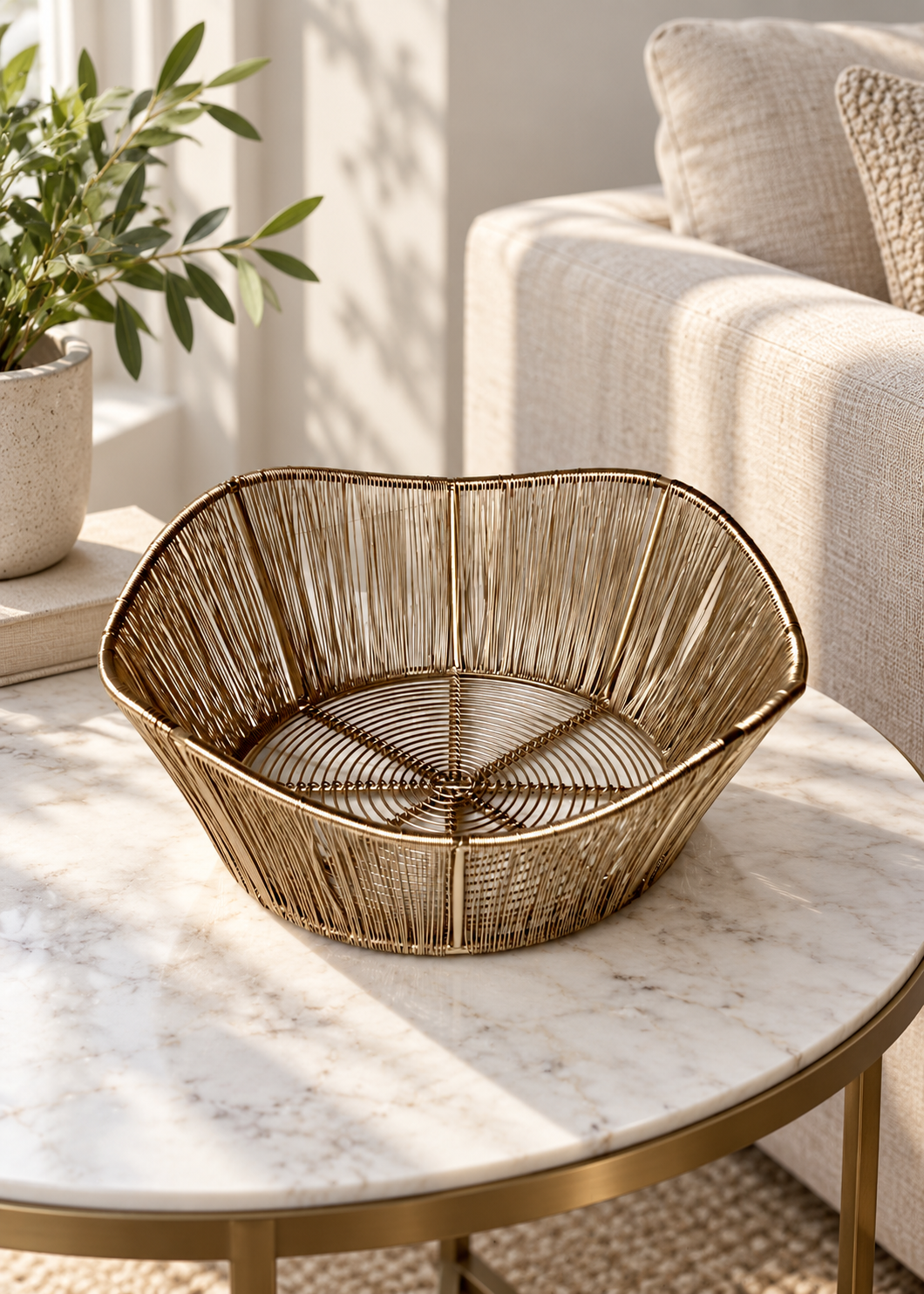 Alora Gold Fruit Basket - Large