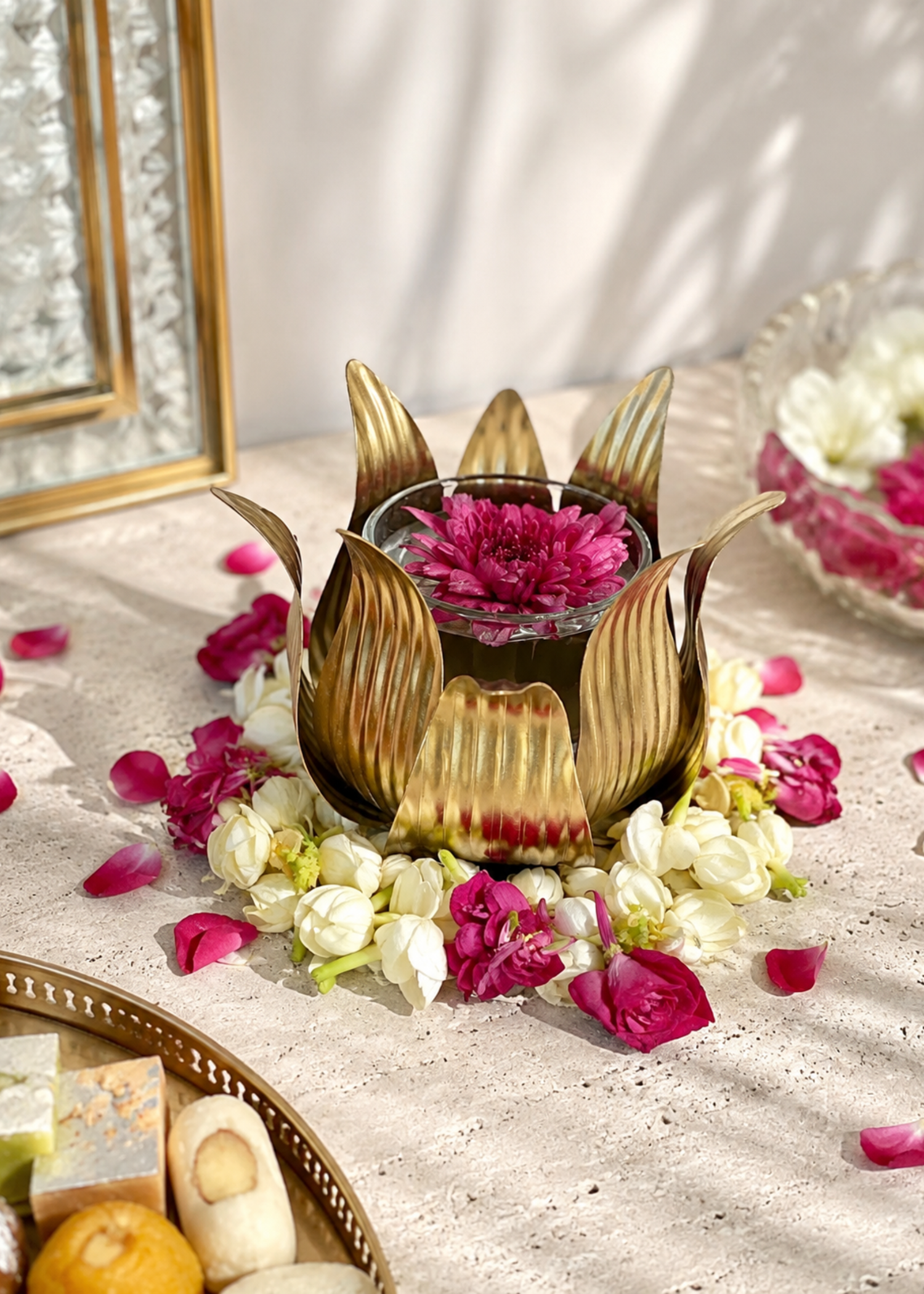 Gold Lotus Diyas