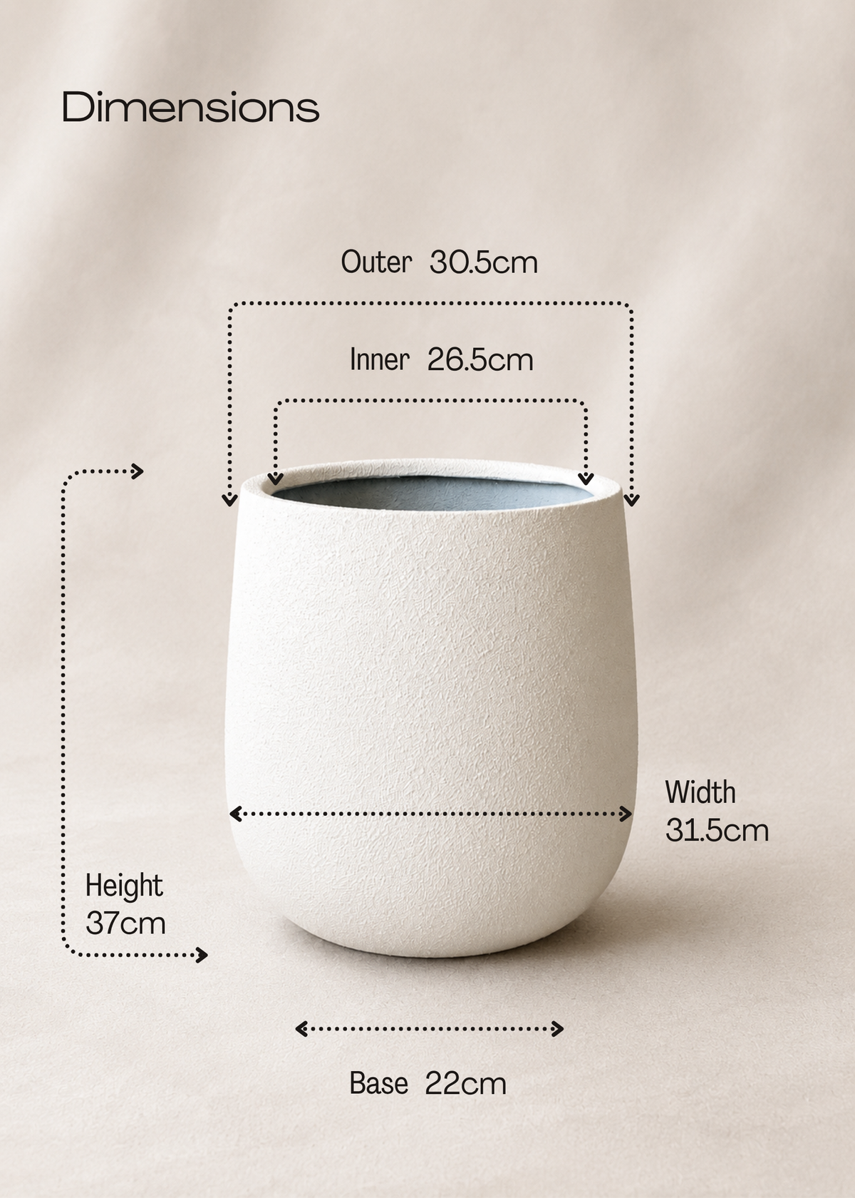 Noa Round Planters - White
