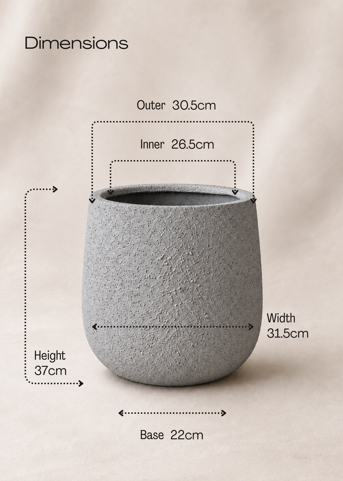 Noa Round Planters - Light Grey