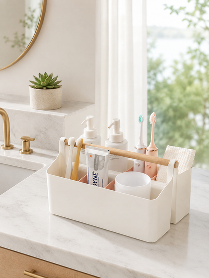 Storage Caddy with Adjustable Dividers - Pink