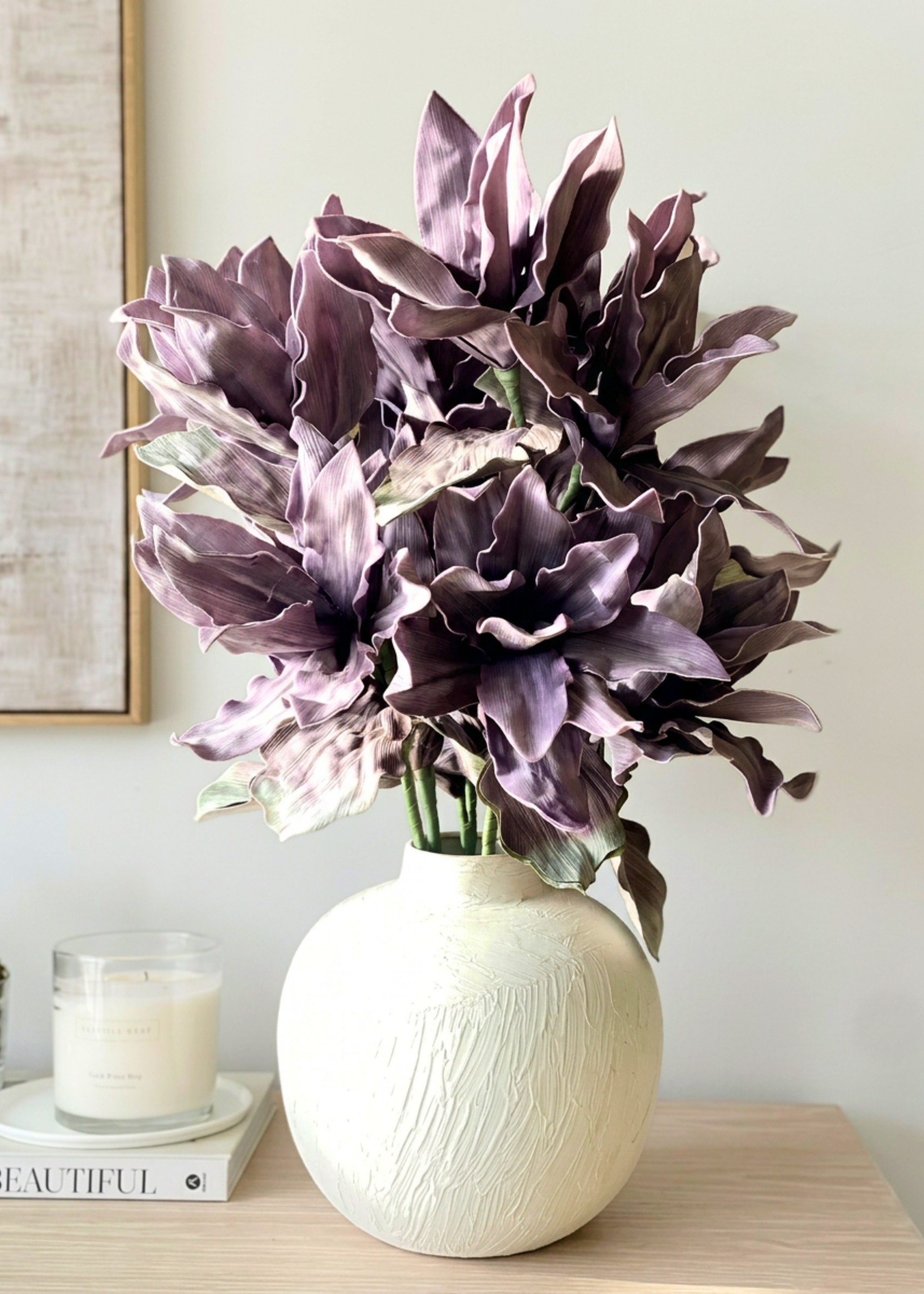 Artificial Magnolia Flower Stem -  Lavender Ombre (One Stem)