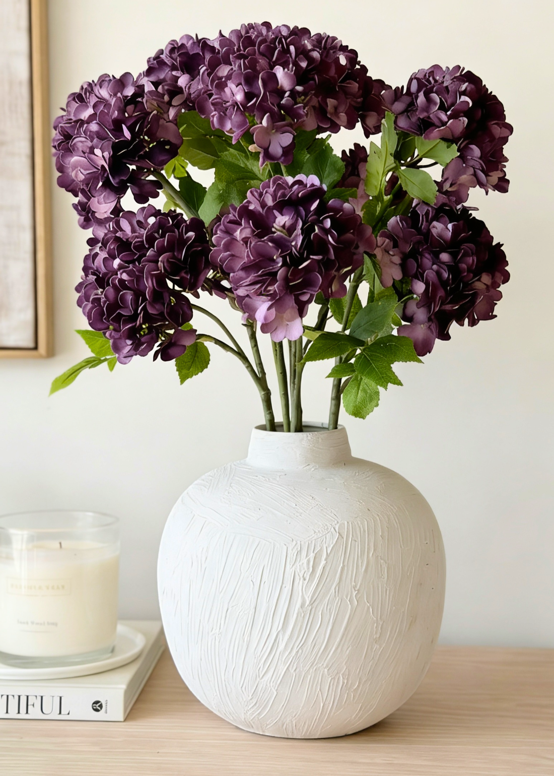 Artificial Mophead Flower Stem - Lavender Ombre (One Stem)