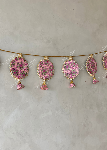 Festive Shubh Rang Reversible Toran - Green &amp; Pink