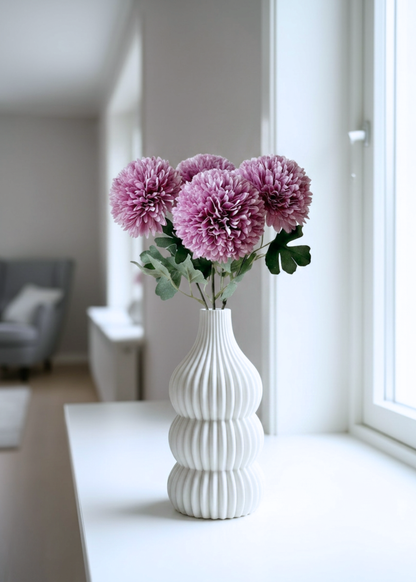 Artificial Pom Pom Flower - Lavender (Set of 4)