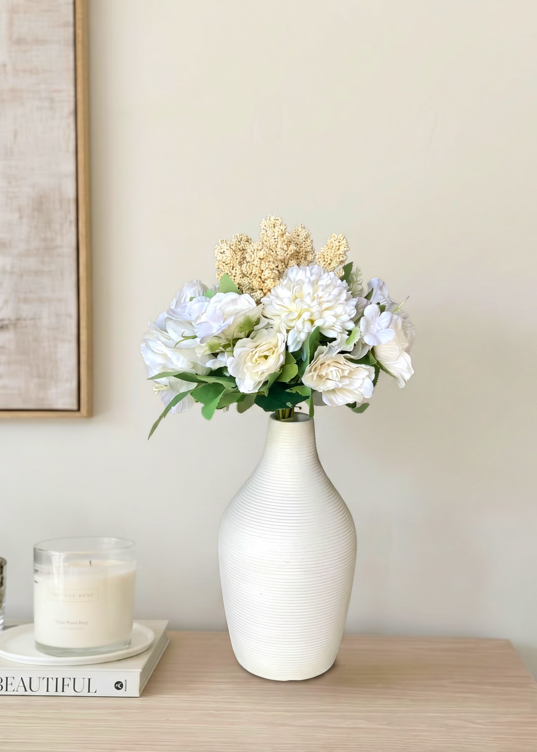 Artificial Chrysanths Bunch - White