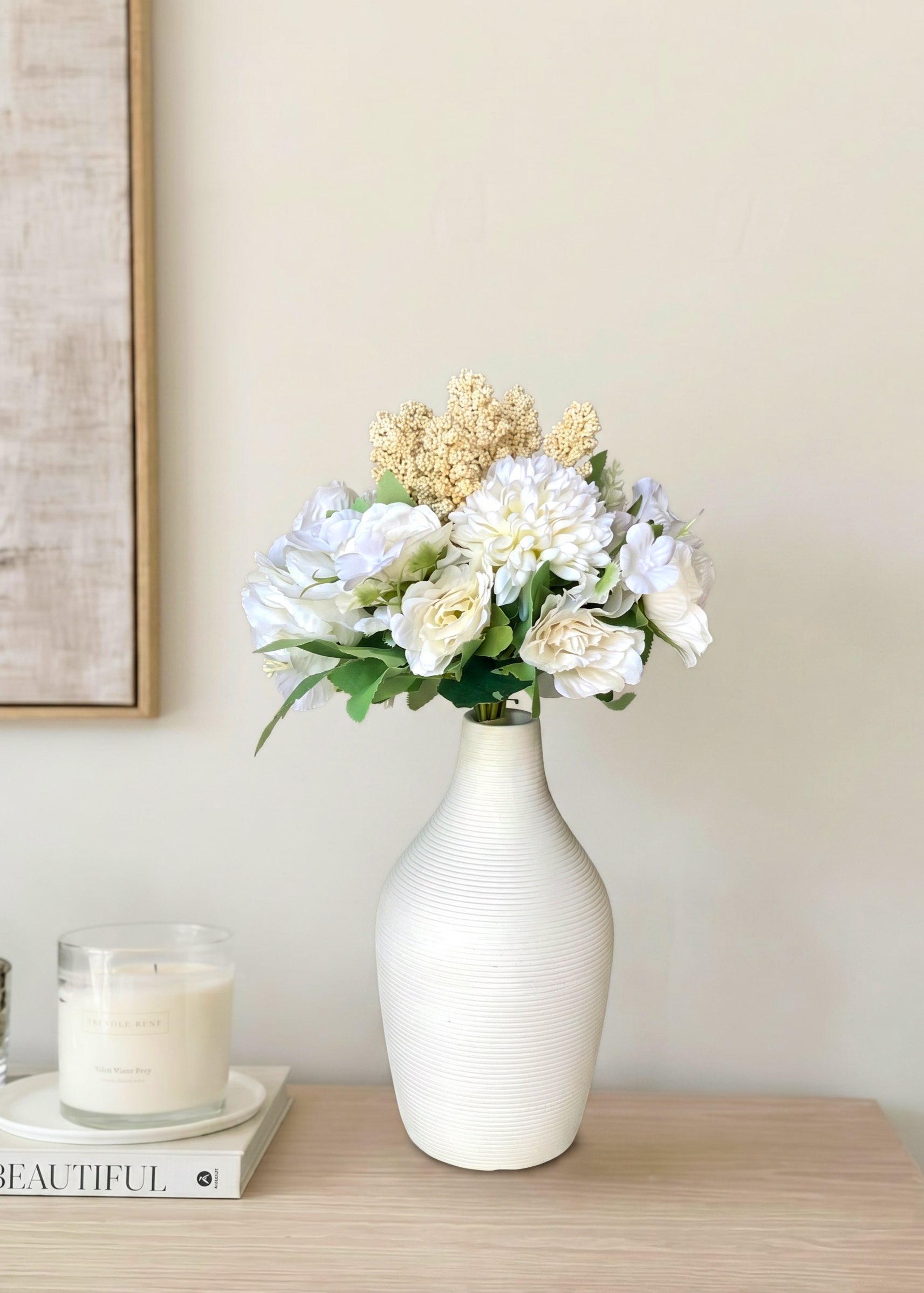 Artificial Chrysanths Bunch - White