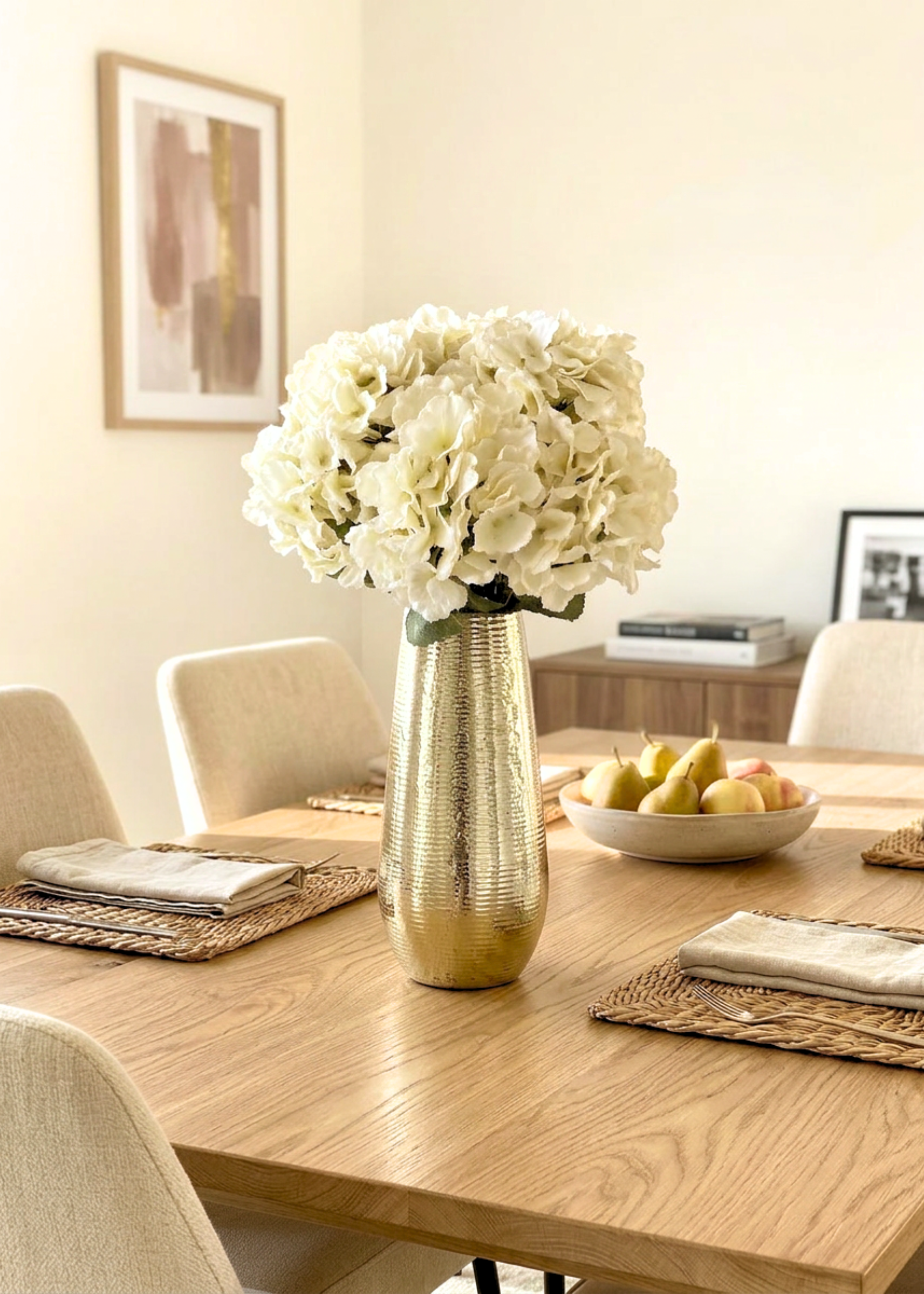 Artificial Hydrangea Flower White - Set of 2