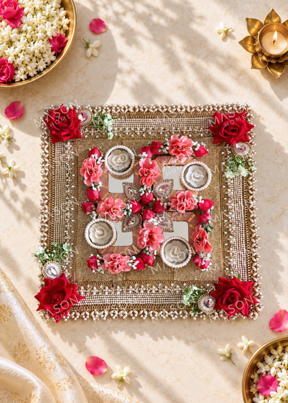 Festive Rose Blossom Grace I Artificial Rangoli