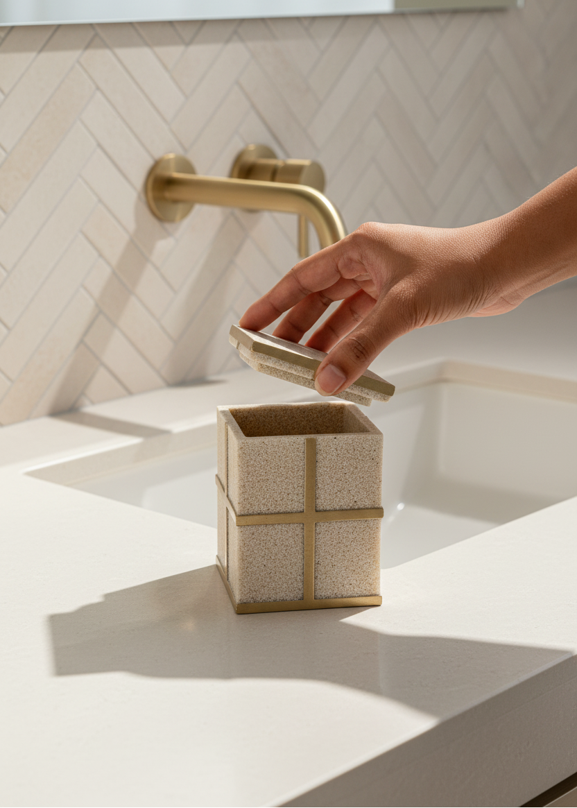 Axia Bathroom Jar - Beige