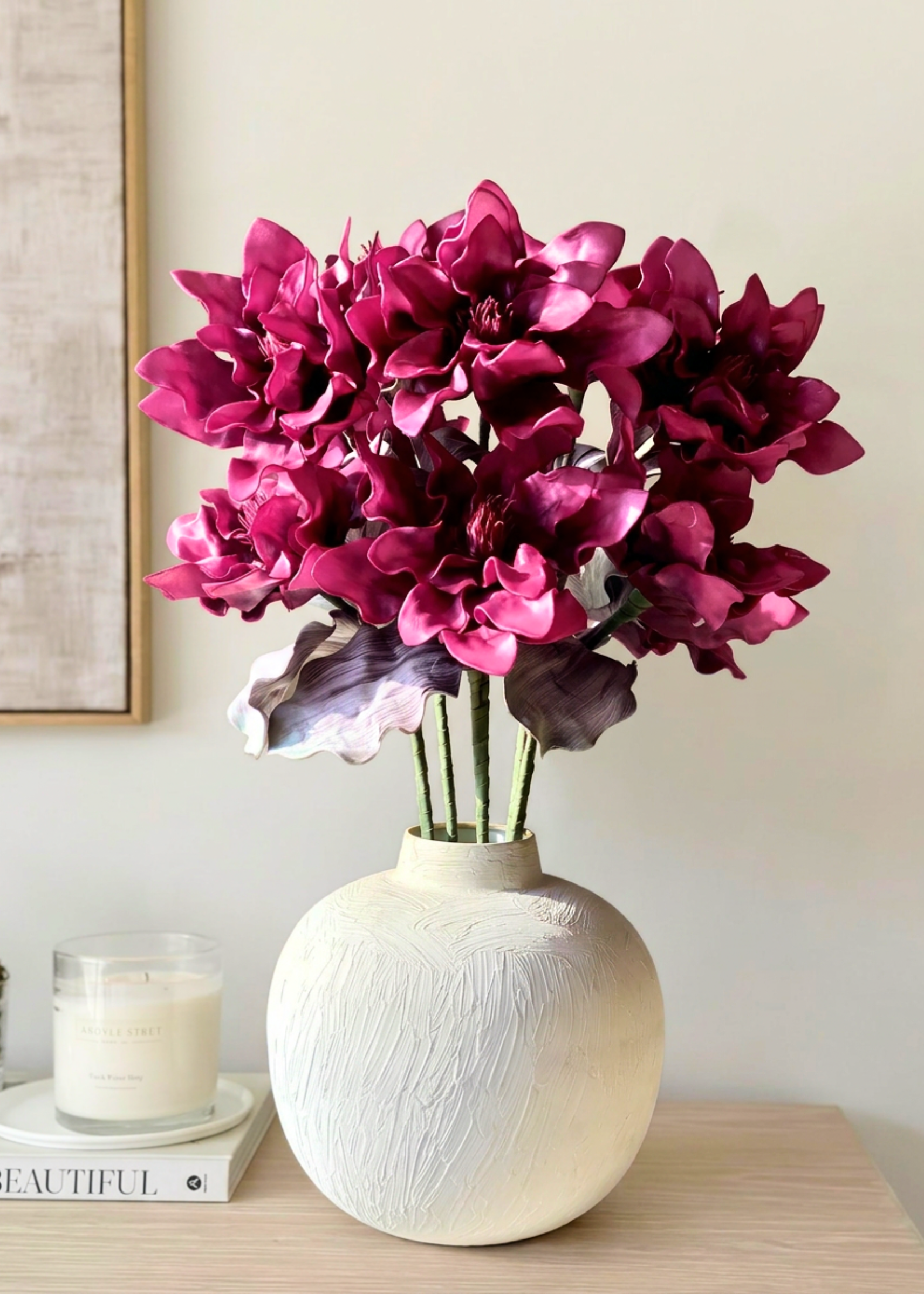 Artificial Dahlia Flower Stem  - Fuchsia Ombre (One Stem)