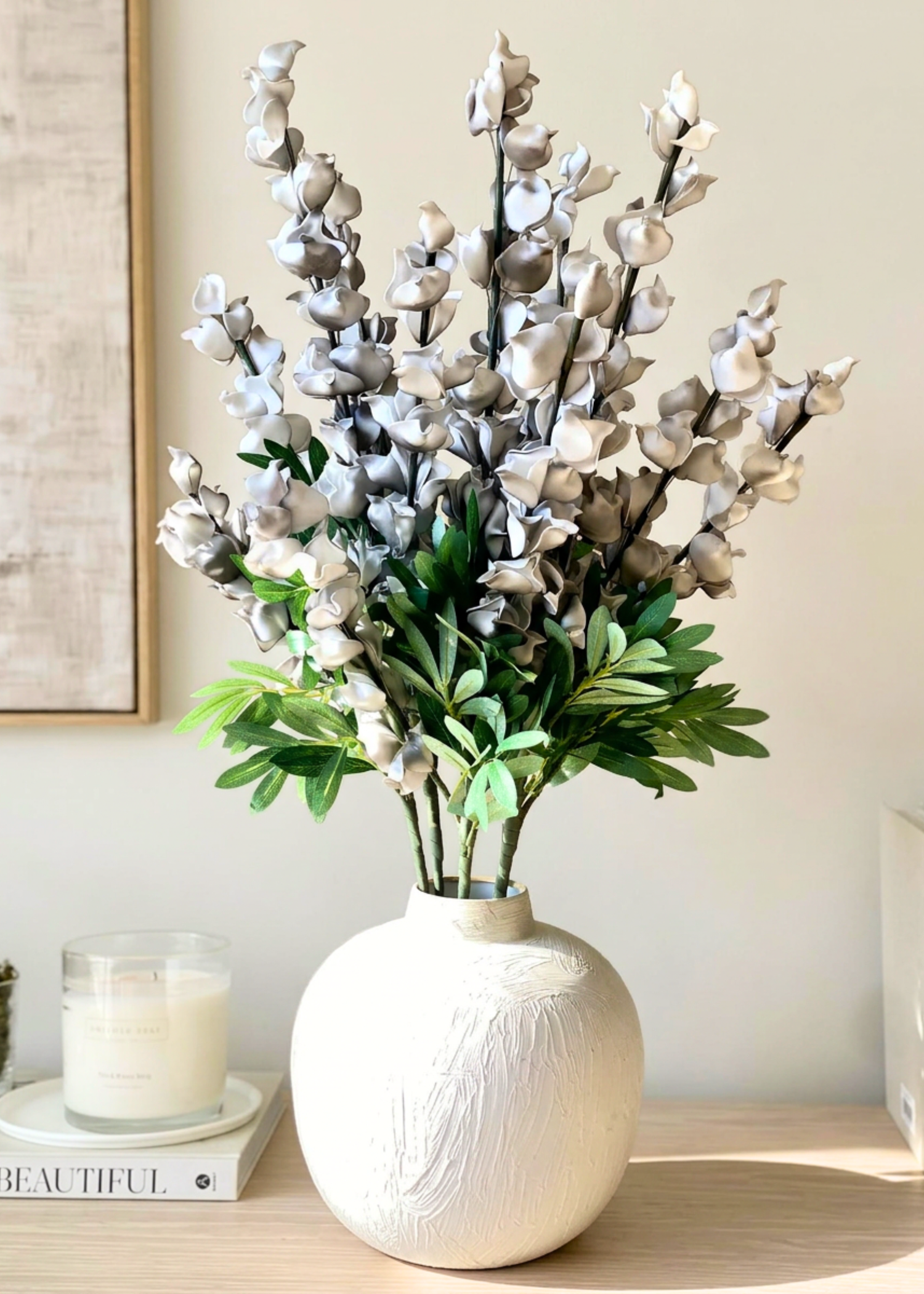 Artificial Dragon Flower Stem - Grey Ombre (One Stem)