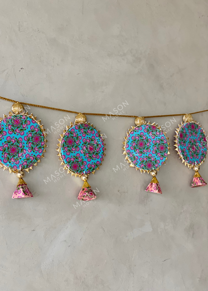 Festive Shubh Rang Reversible Toran - Pink &amp; Blue