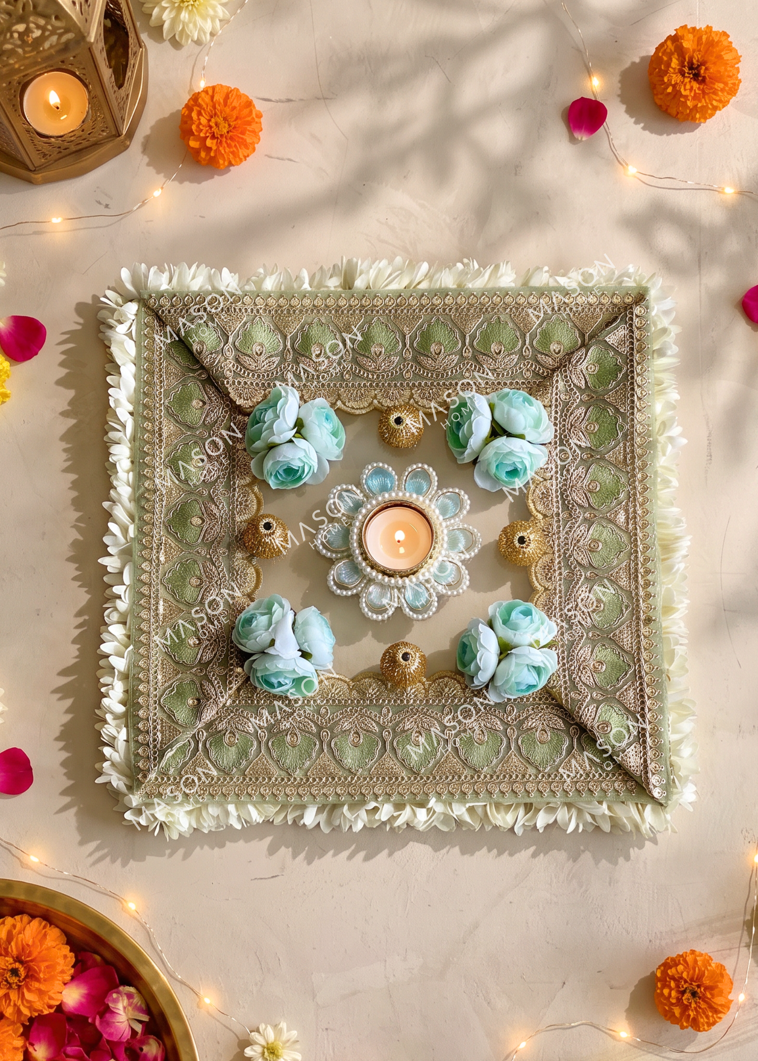 Festive Sage Blossom Rangoli