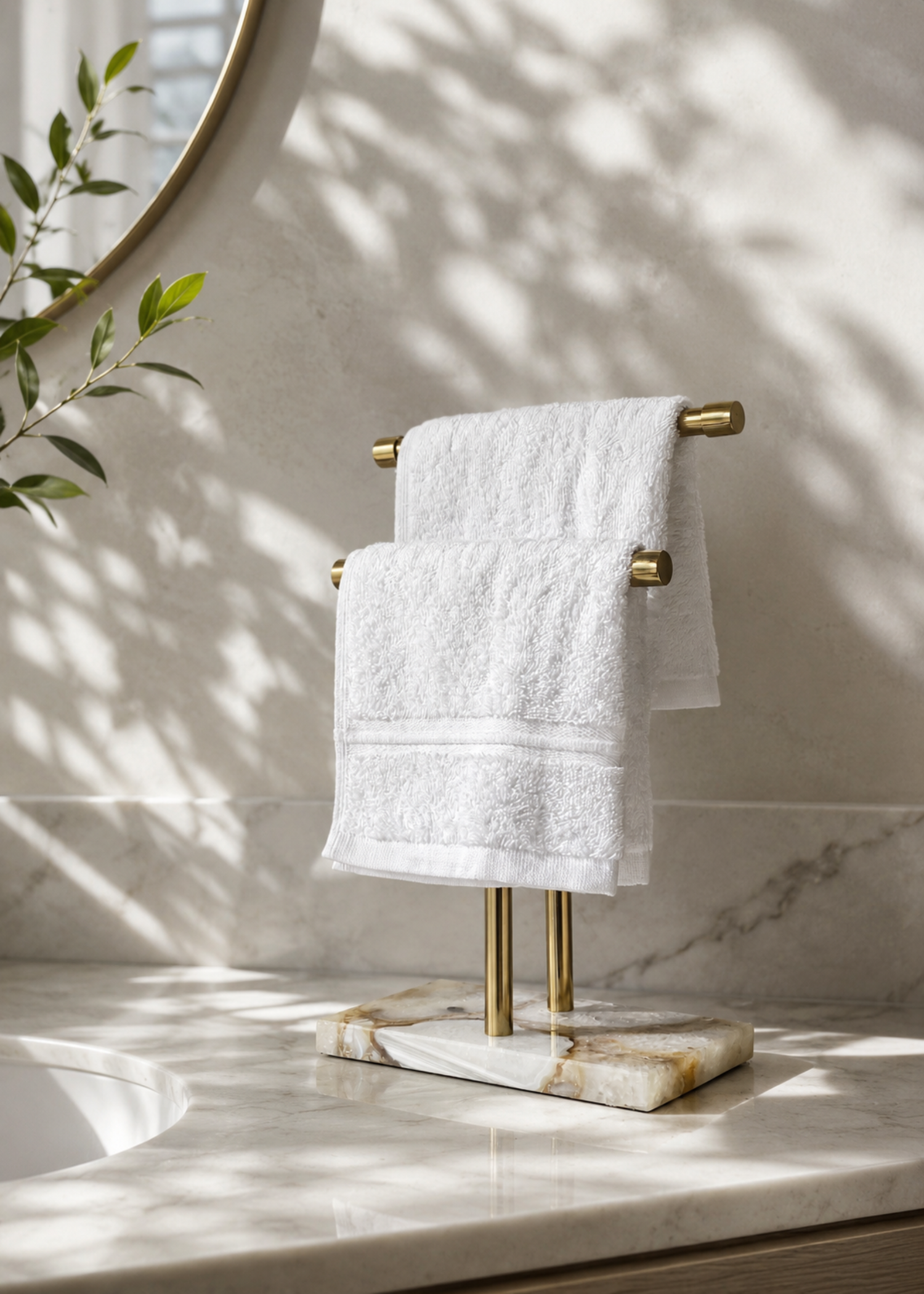 Regal Agate Hand Towel Stand - White