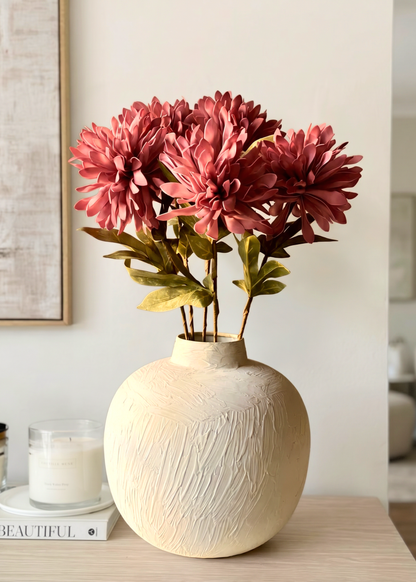 Artificial Dali Dahlia Flower Stem  -  Pink (One Stem)