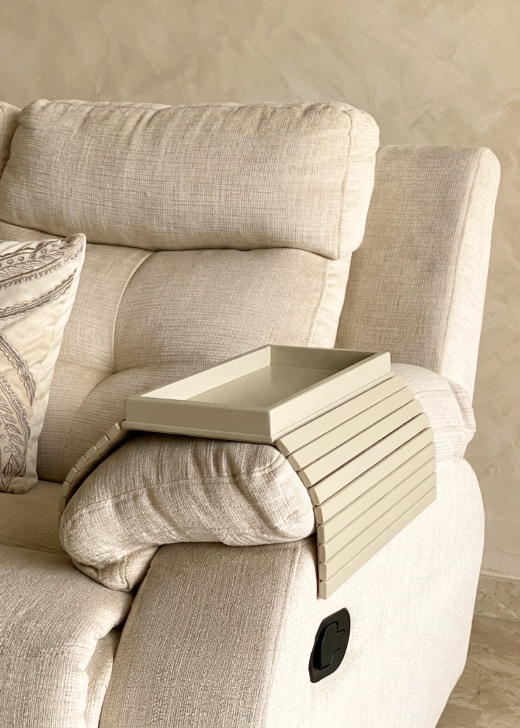 Sofa Armrest Tray - Beige