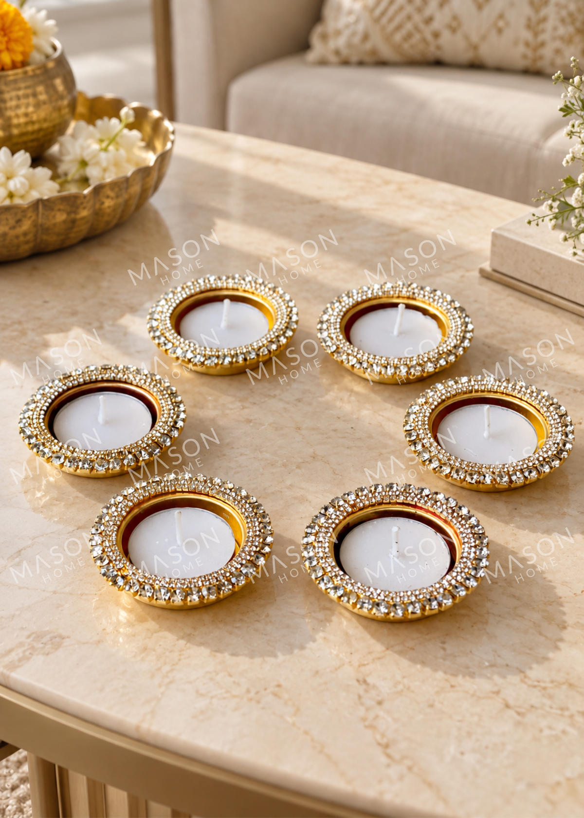 Festive Mira Crystal Diya - Set of 6