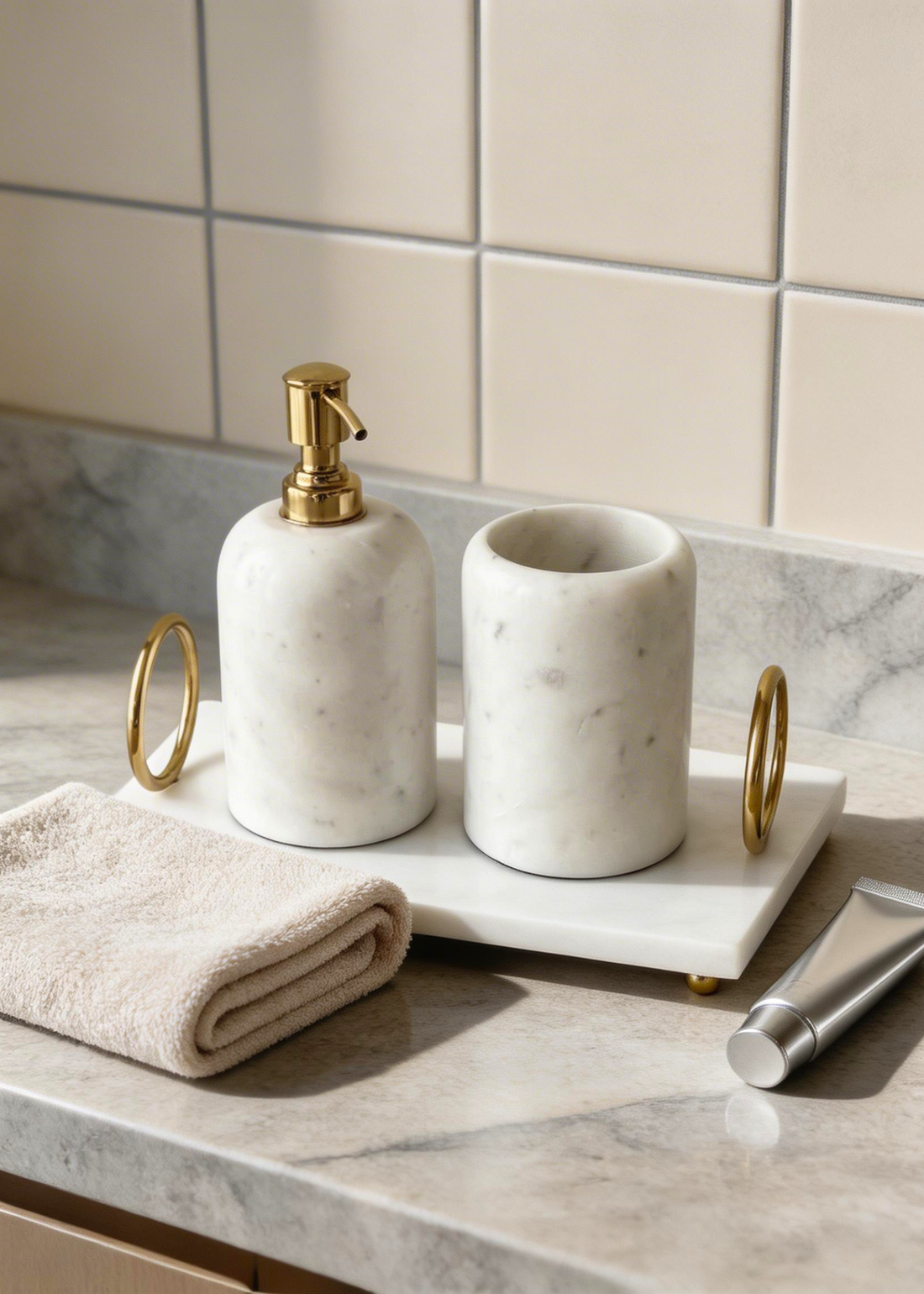 Svara Marble Bath Set - Set of 2