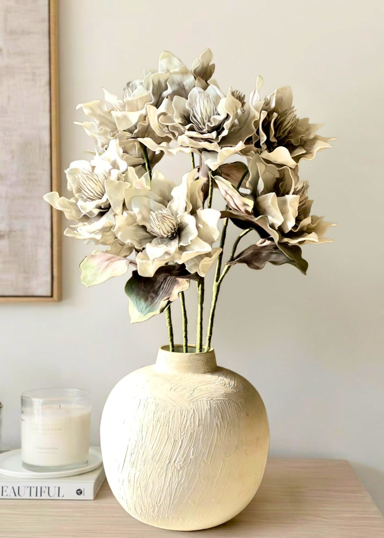 Artificial Dahlia Flower Stem  -  Grey Ombre (One Stem)