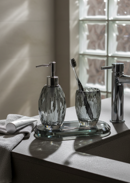 Sundrop Crystal Bathroom Set - Black (Set of 3)